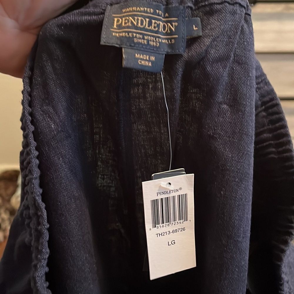 Pendleton Blue Linen Blend Pull-On Drawstring Pan… - image 6